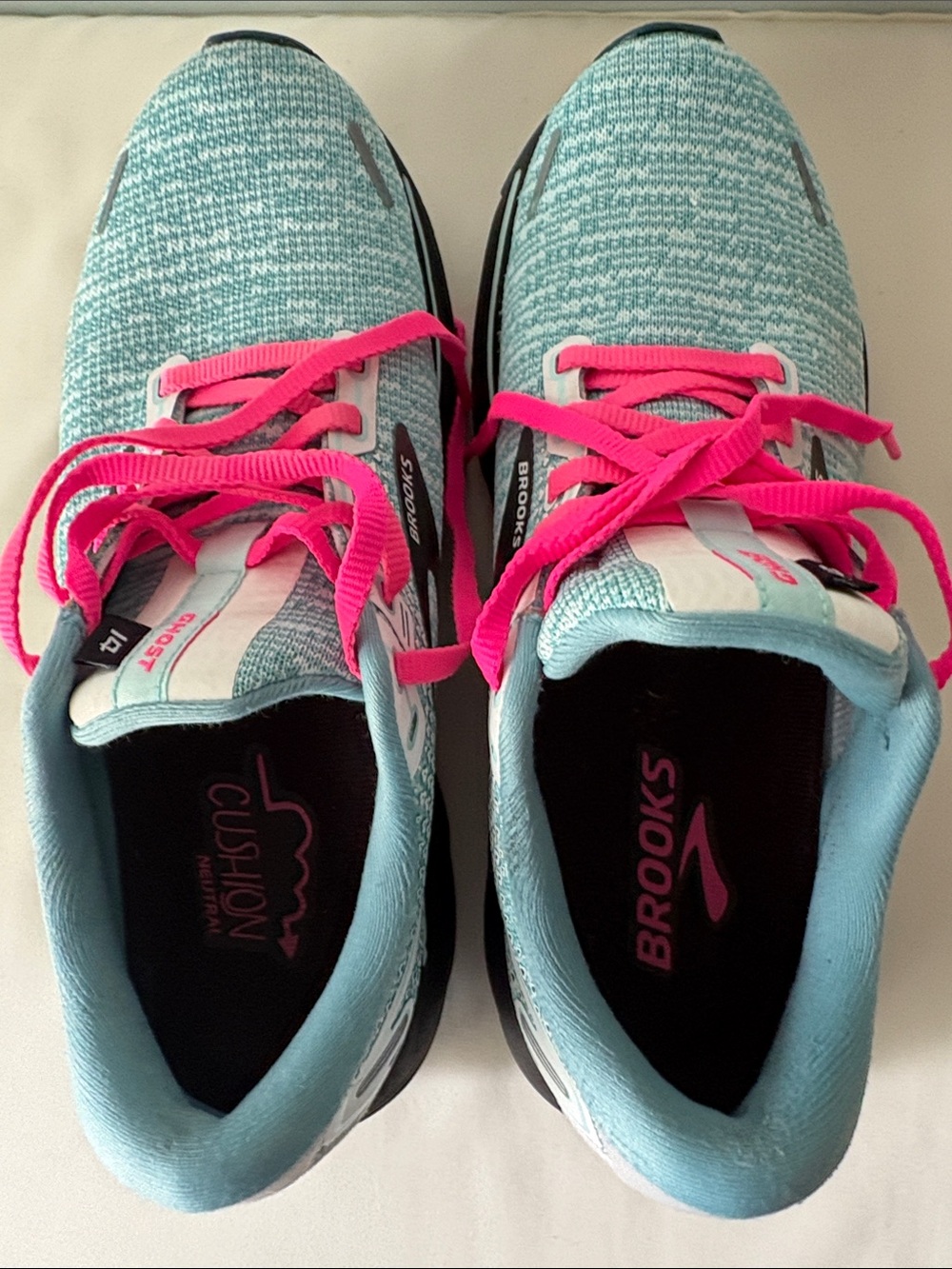 Brooks Women’s Ghost 14 Neutral Running Shoes — Light Blue with Pink Laces. - Picture 14 of 15